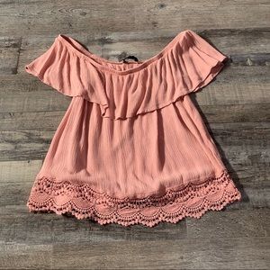 Blush Off-the-Shoulder Crop Top